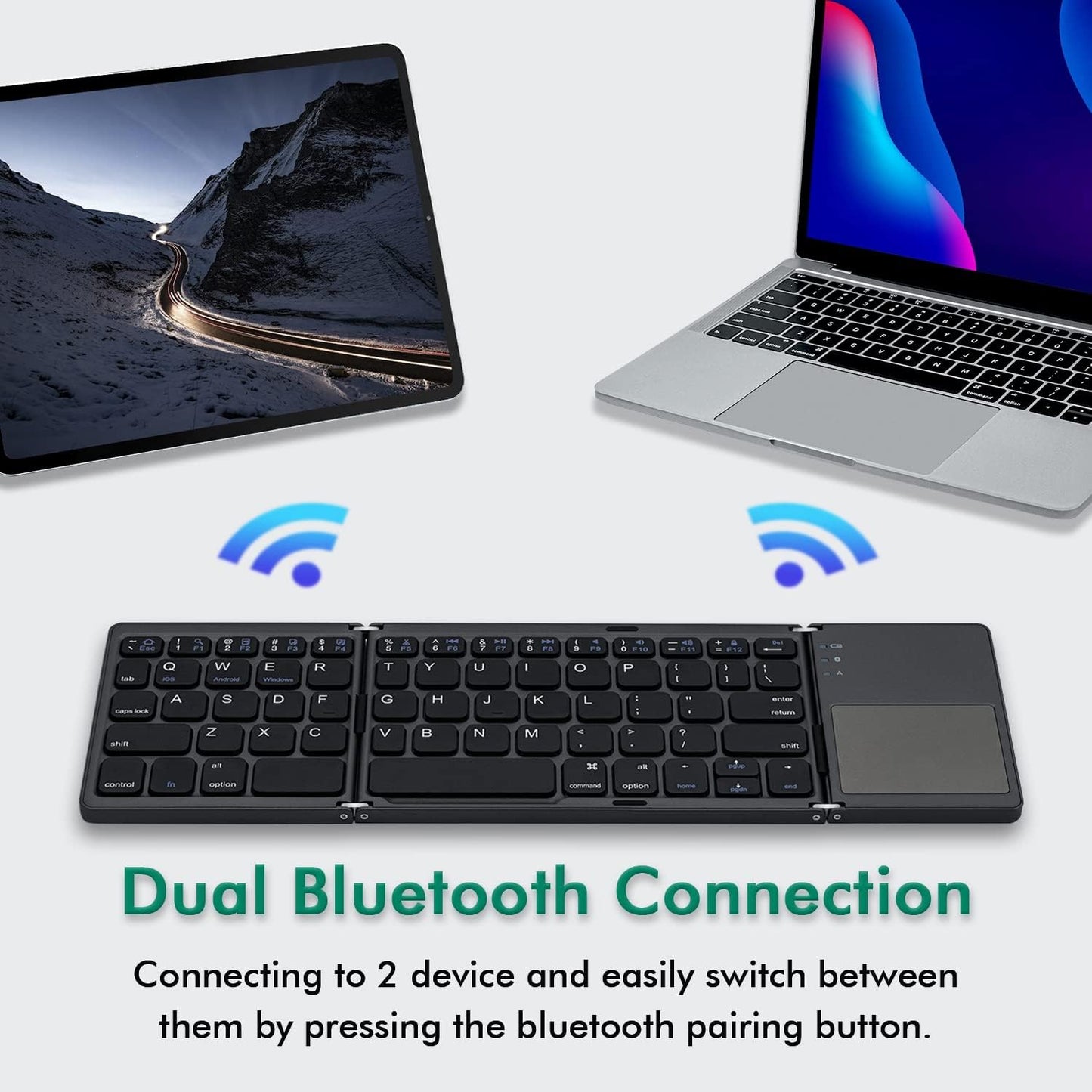 Portable Mini Three Folding Bluetooth Keyboard Wireless